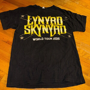 2015 LYNYRD SKYNYRD - WORLD TOUR CONCERT BLK T-SHIRT DEADSTOCK MED ALSTYLE